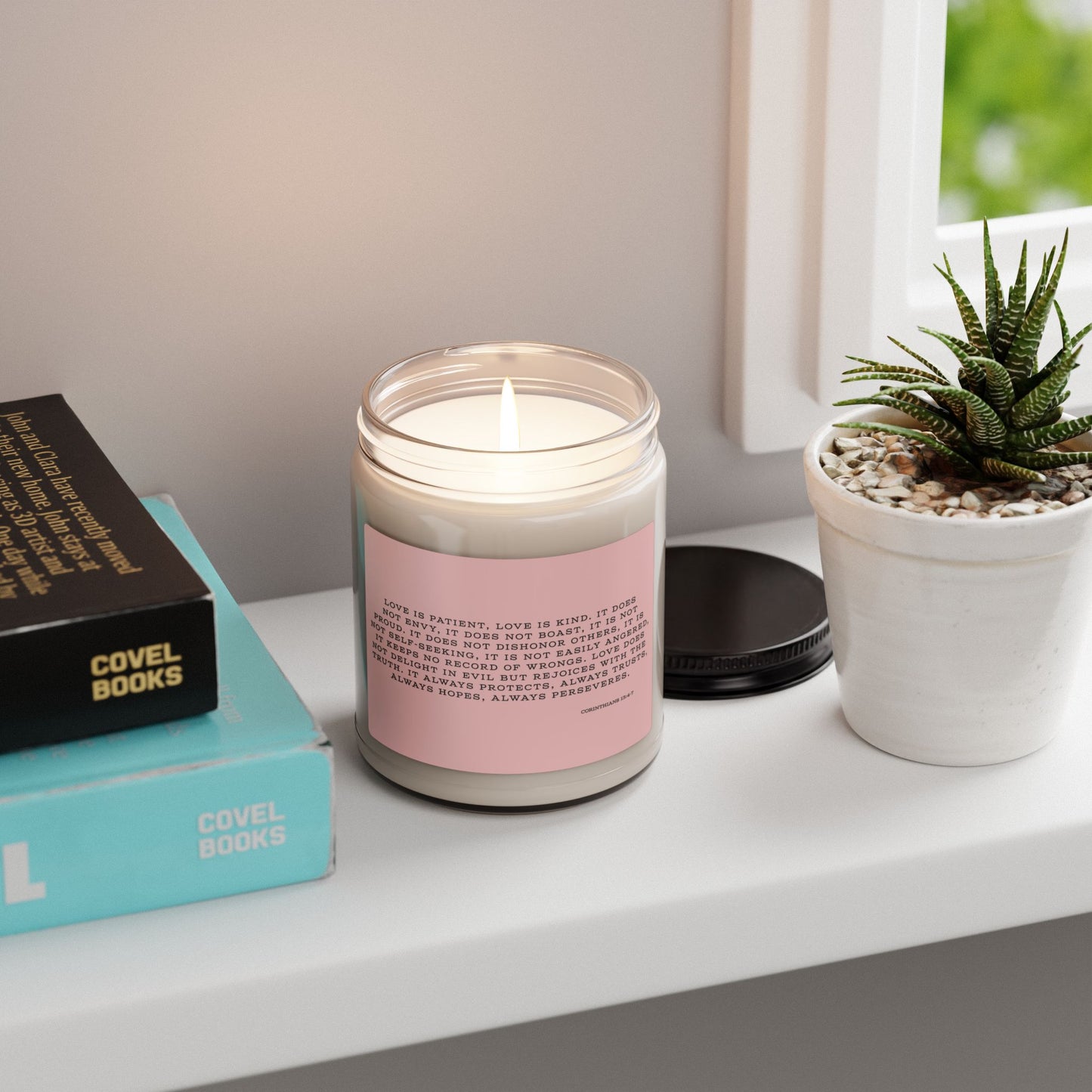 Corinthians 13:4-7 Love Scripture Candle Pink