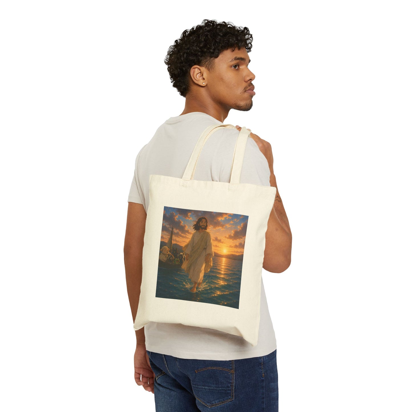 Jesus Walking on Water Tote Bag