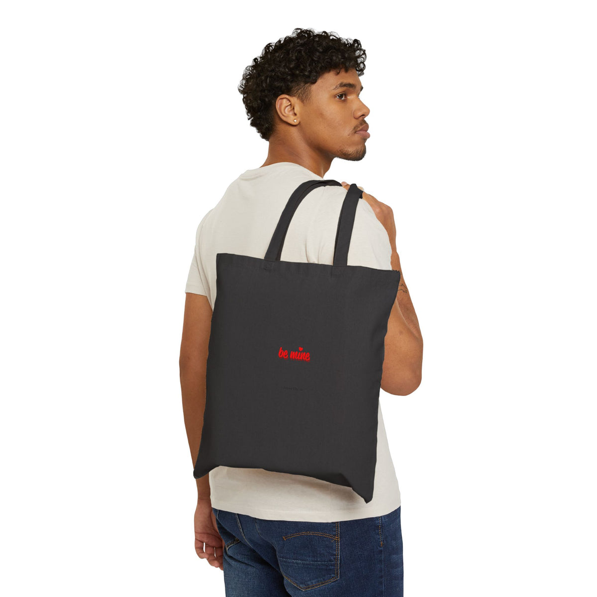 Canvas Tote Bag — 'be mine' Minimal Valentine Heart Design