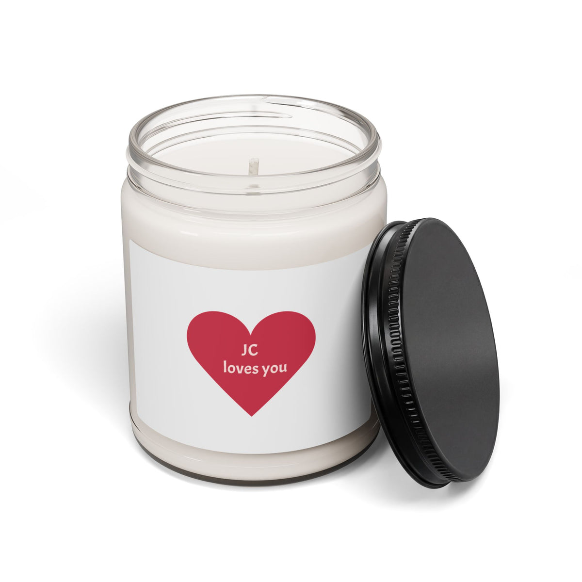 Personalized Love Heart Soy Candle — 9oz Scented Candle ("JC loves you")