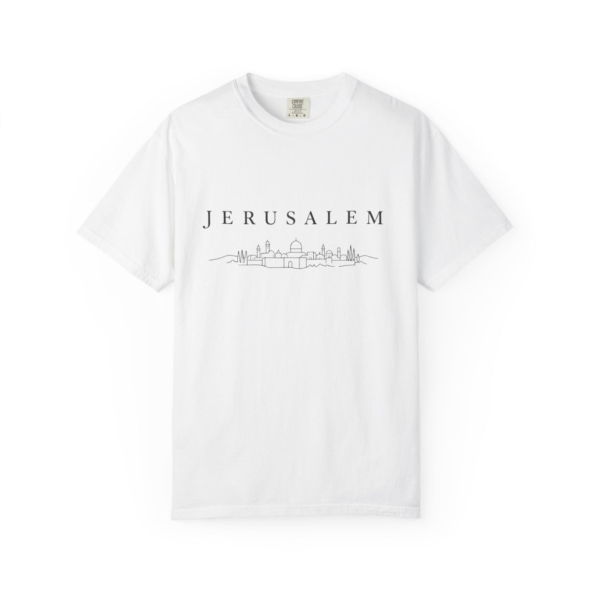 Jerusalem Minimal Skyline T-Shirt — Jerusalem Script Cityscape Tee