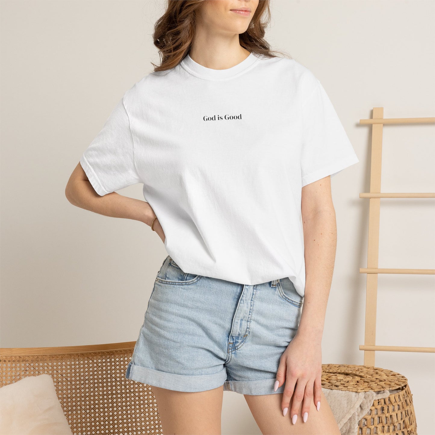 T-Shirt — Minimal "God Is Good" Script Tee