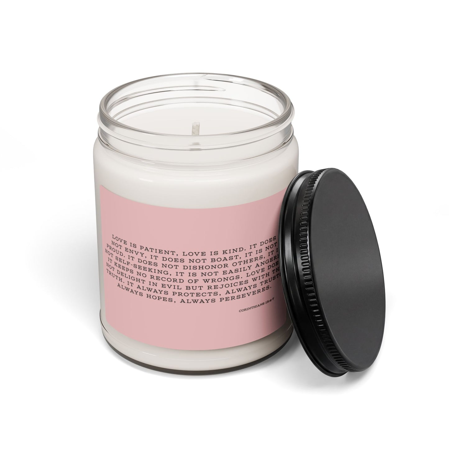 Corinthians 13:4-7 Love Scripture Candle Pink