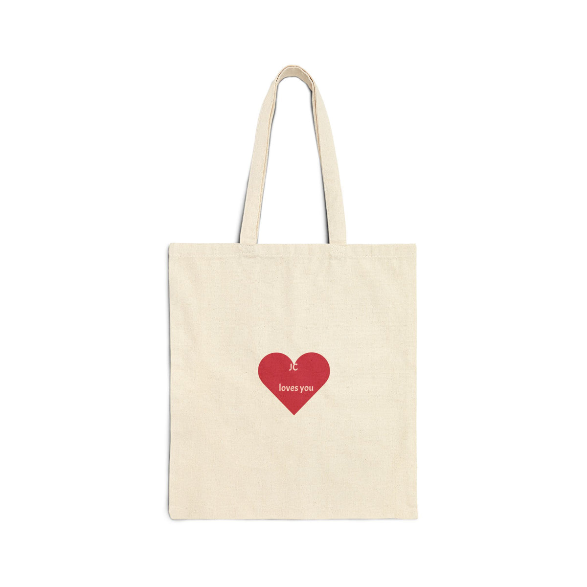 Canvas Tote Bag — Red Heart "I Love You" Minimalist Eco Grocery & Gift Tote