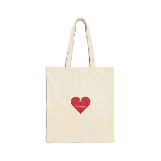 Canvas Tote Bag — Red Heart "I Love You" Minimalist Eco Grocery & Gift Tote