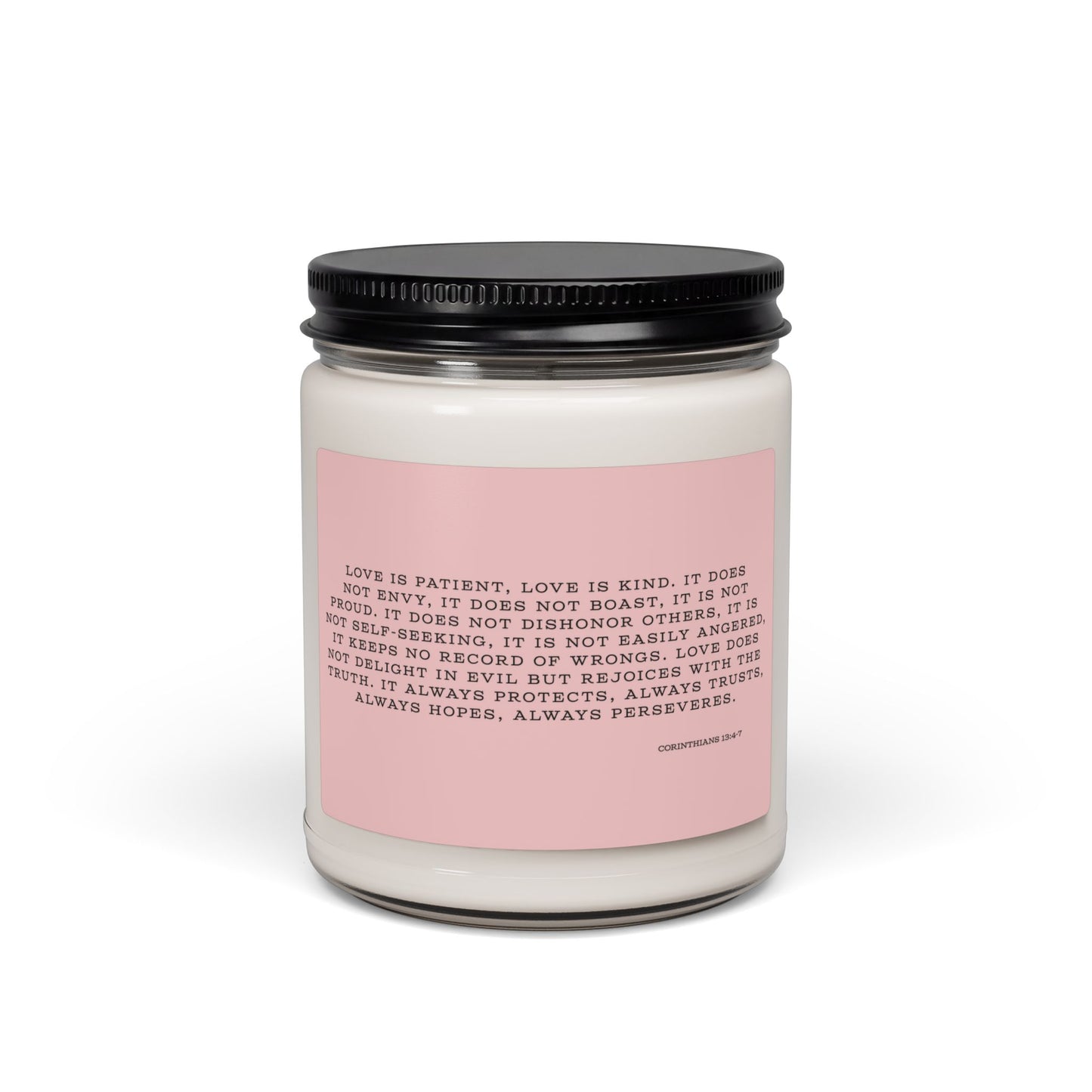 Corinthians 13:4-7 Love Scripture Candle Pink