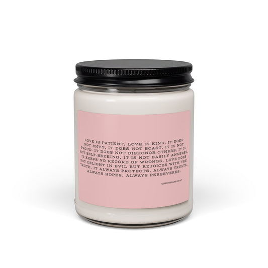 Corinthians 13:4-7 Love Scripture Candle Pink