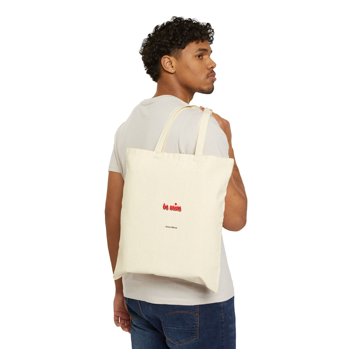 Canvas Tote Bag — 'be mine' Minimal Valentine Heart Design