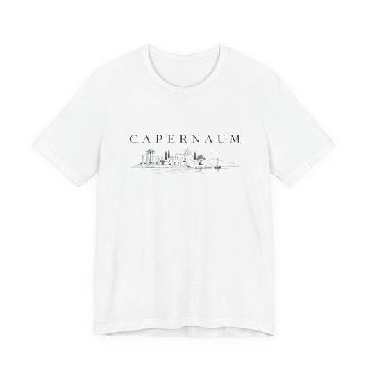 Capernaum Scenic Tee — Minimal Israel Skyline T-Shirt