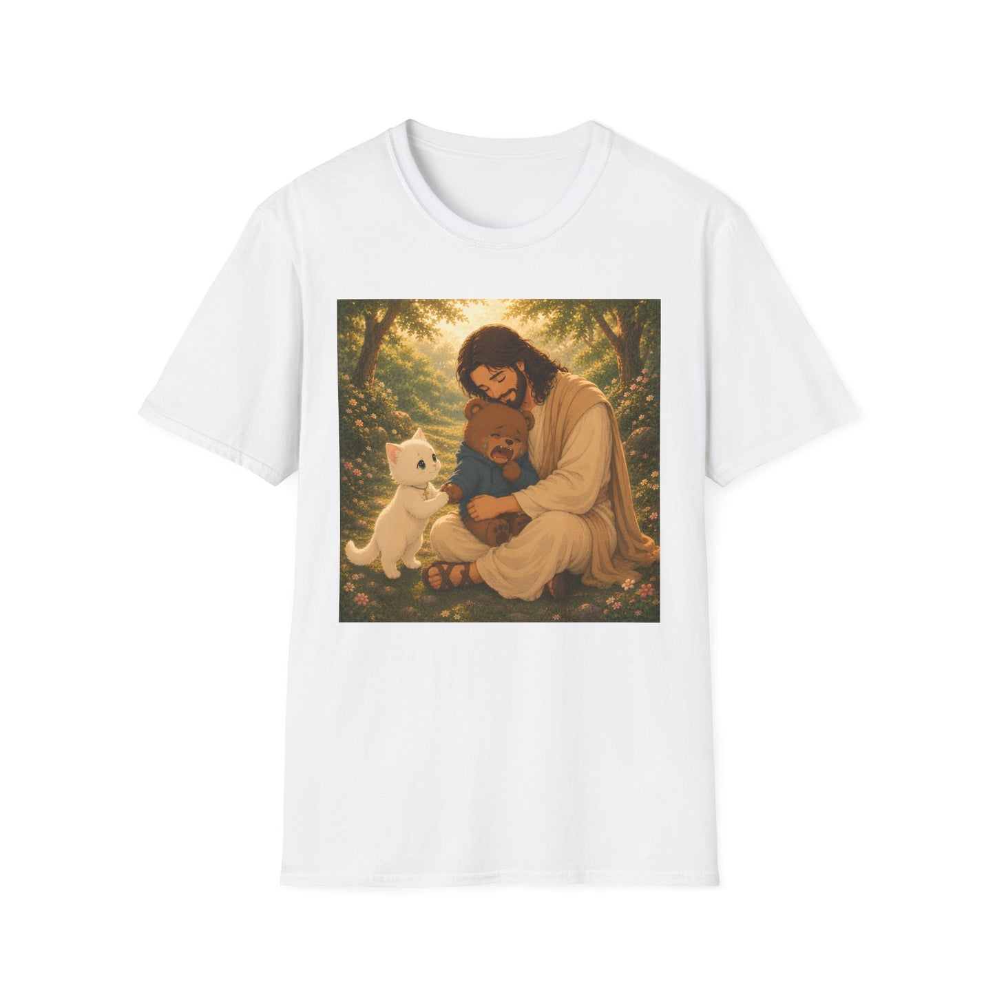 Jesus Embracing Animals T-Shirt — Heartwarming Christian Pet Lover Tee