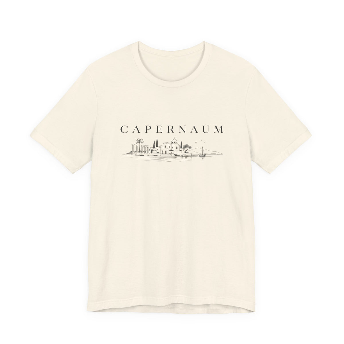 Capernaum Scenic Tee — Minimal Israel Skyline T-Shirt