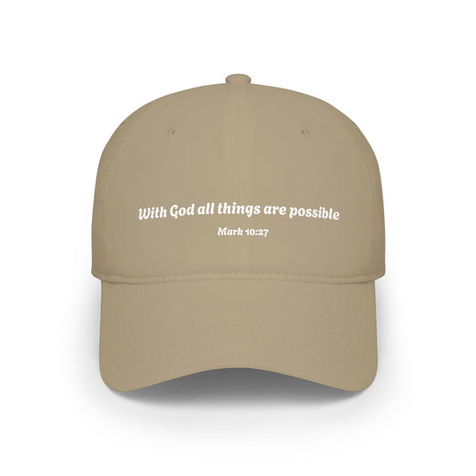 With God all things are possible baseball cap | Christian scripture Mark 10:27