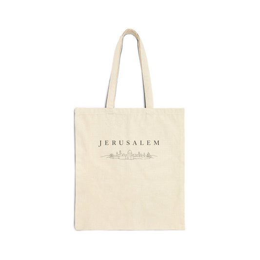 Jerusalem Cotton Tote Bag – Minimal Skyline Canvas Shopper