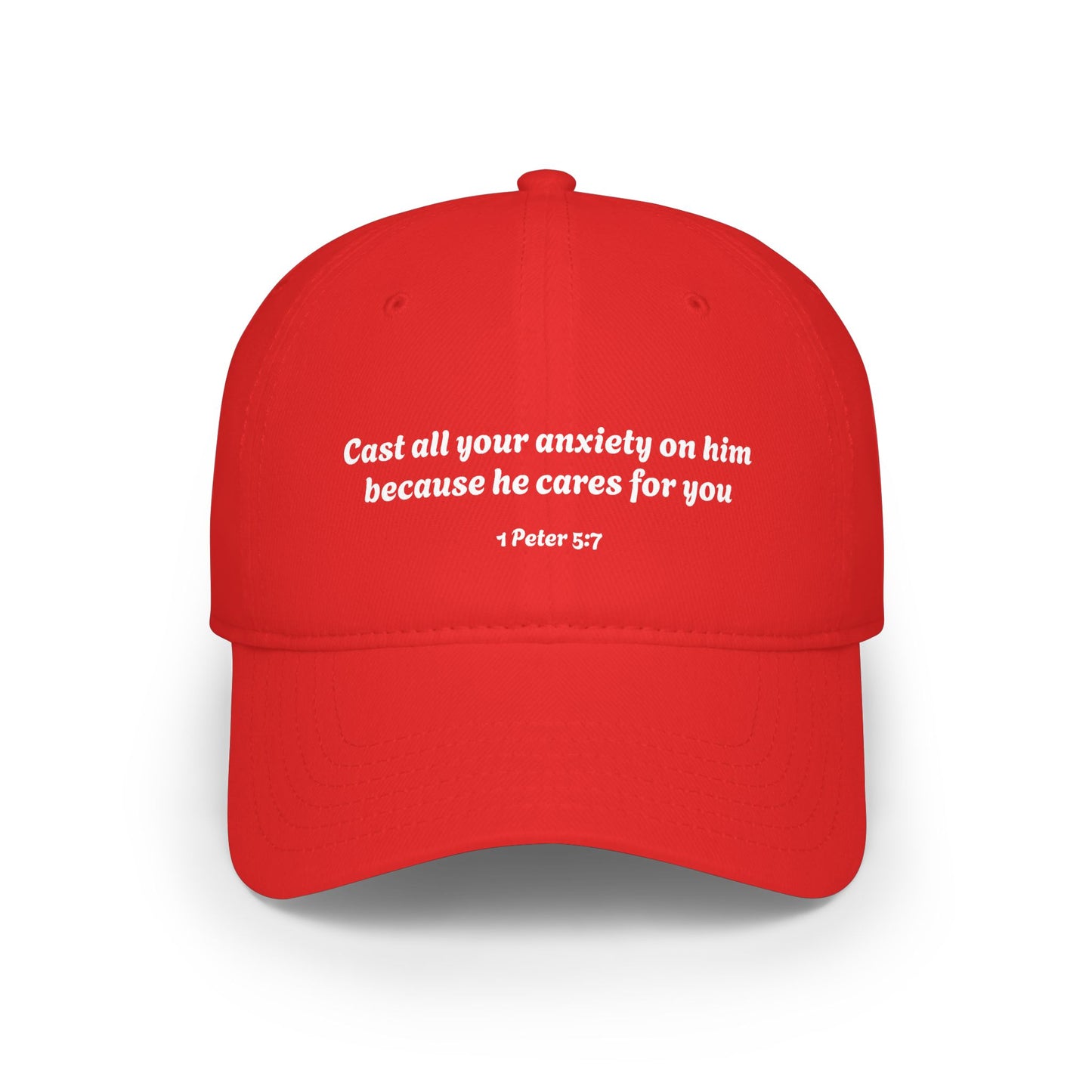 1 Peter 5:7 Scripture Quote Cast Your Anxiety On Him Baseball Cap | Faith Christian Hat