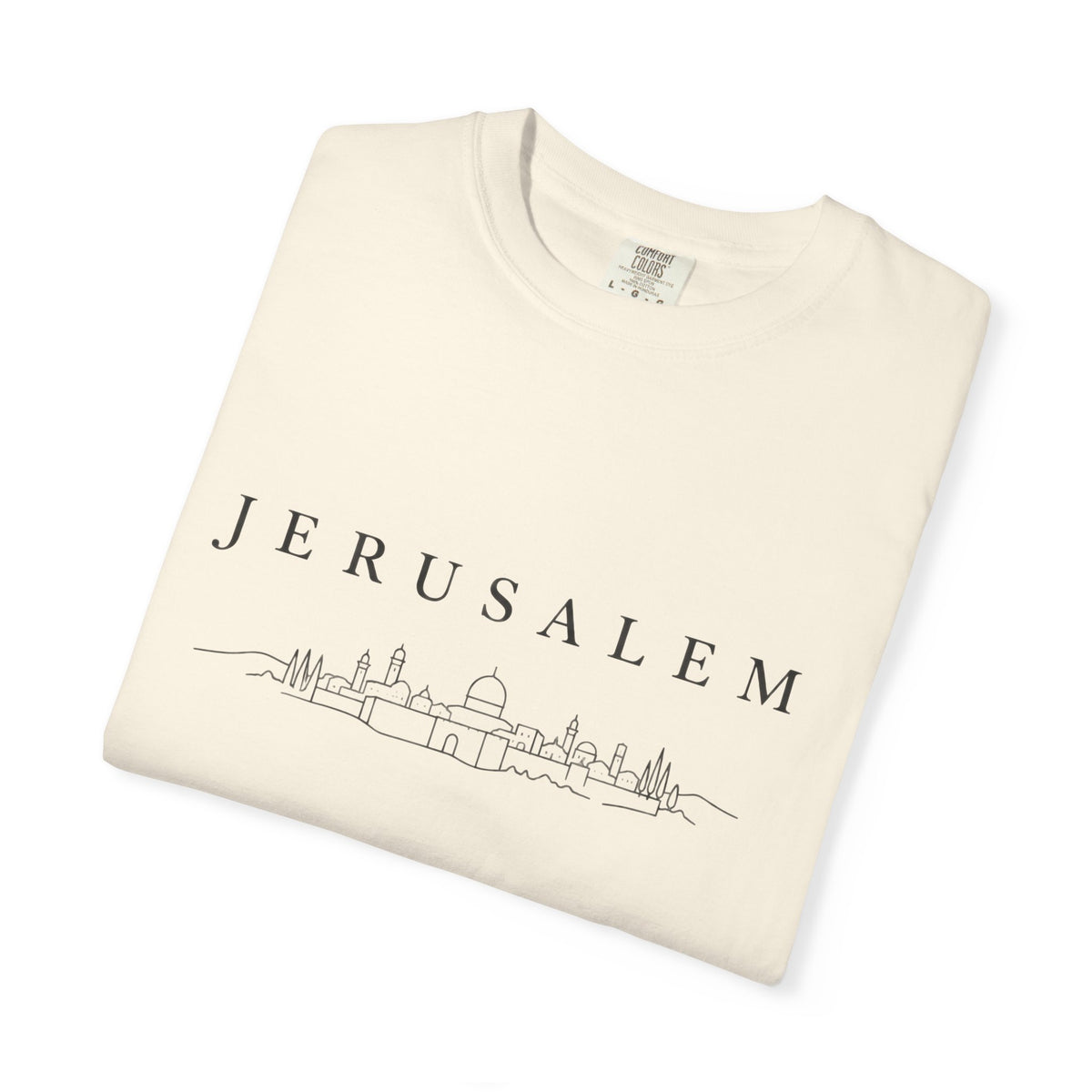 Jerusalem Minimal Skyline T-Shirt — Jerusalem Script Cityscape Tee