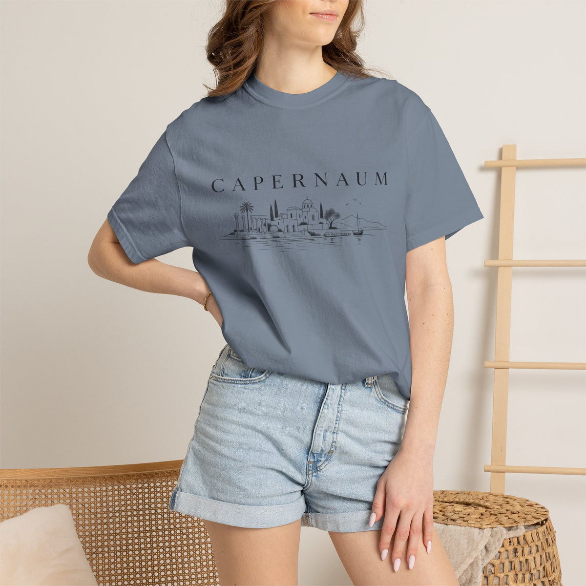 Capernaum Skyline T‑Shirt — Minimal Biblical City Sketch Tee