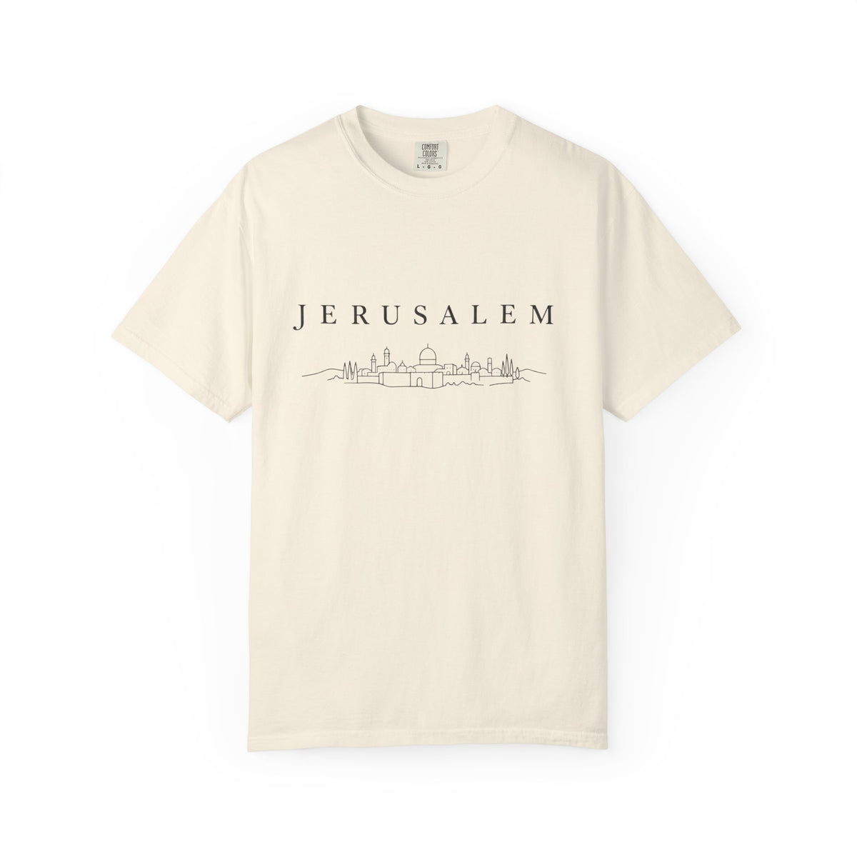 Jerusalem Minimal Skyline T-Shirt — Jerusalem Script Cityscape Tee