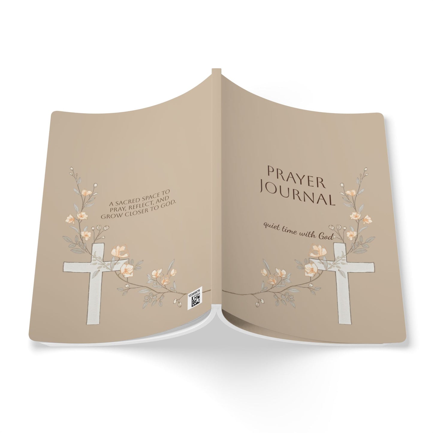 Prayer Journal Softcover — Quiet Time with God, Floral Cross Devotional Notebook