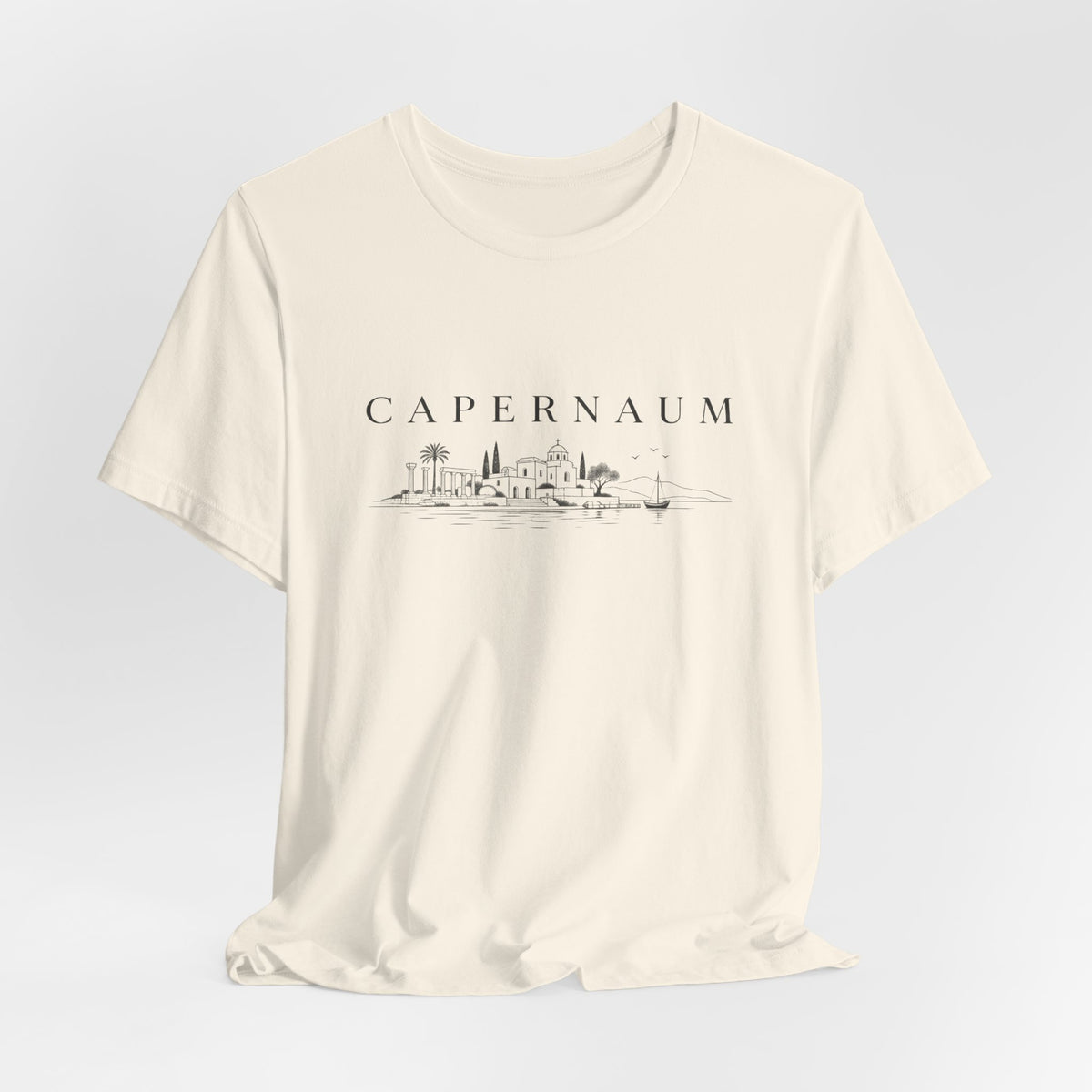 Capernaum Scenic Tee — Minimal Israel Skyline T-Shirt