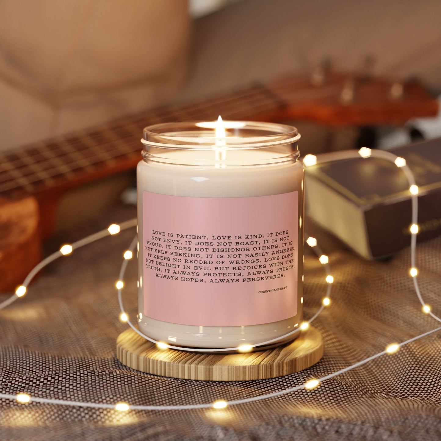 Corinthians 13:4-7 Love Scripture Candle Pink