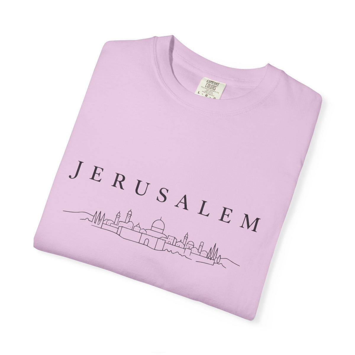 Jerusalem Minimal Skyline T-Shirt — Jerusalem Script Cityscape Tee