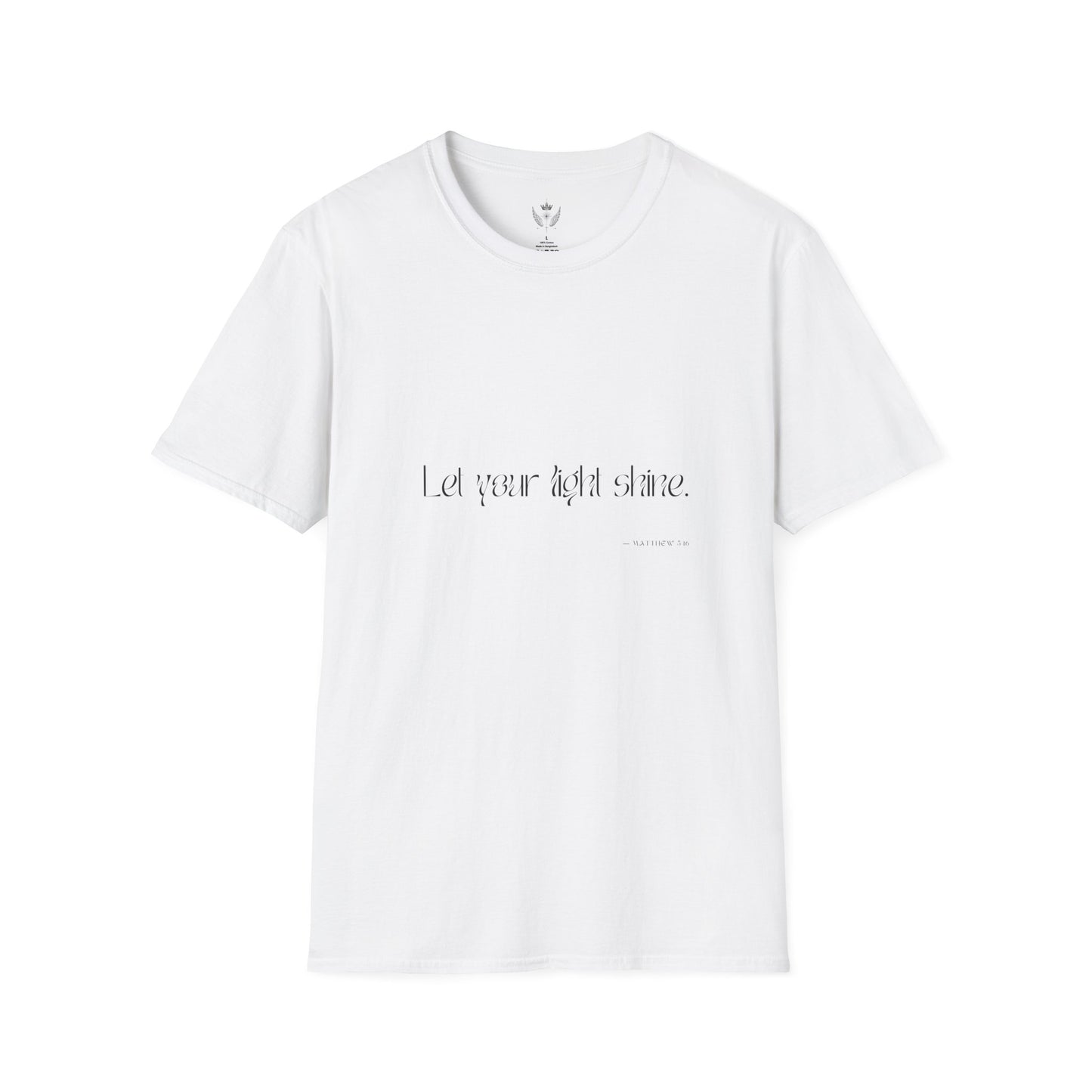 Let Your Light Shine T-shirt (black text)