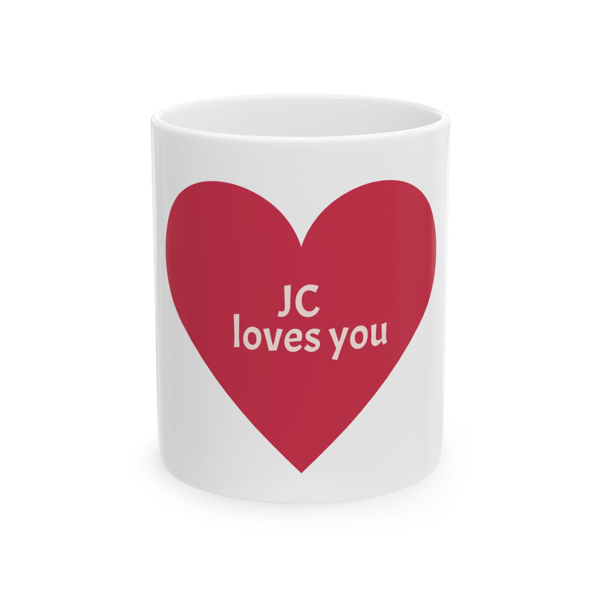 JC Loves You Red Heart Ceramic Mug — Romantic Valentine’s Gift (11oz, 15oz)
