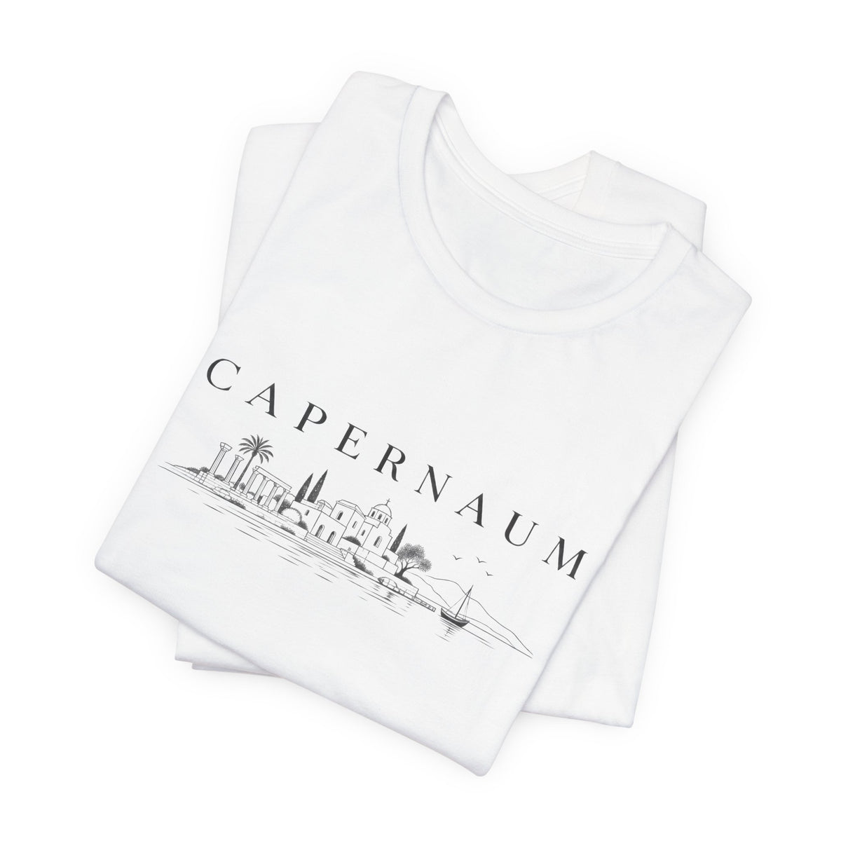 Capernaum Scenic Tee — Minimal Israel Skyline T-Shirt