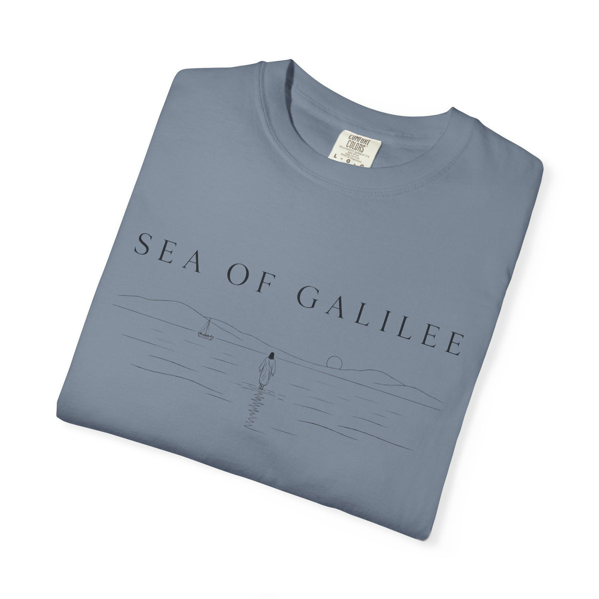 Sea of Galilee Minimalist Tee — White Christian Faith Graphic T-Shirt