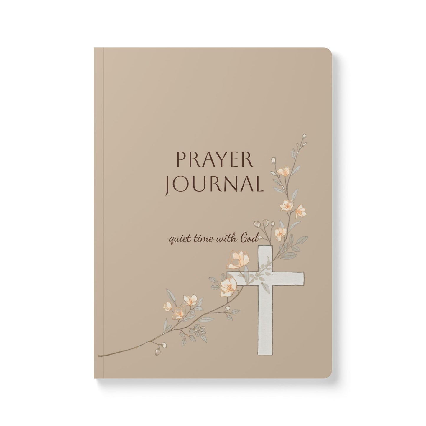 Prayer Journal Softcover — Quiet Time with God, Floral Cross Devotional Notebook