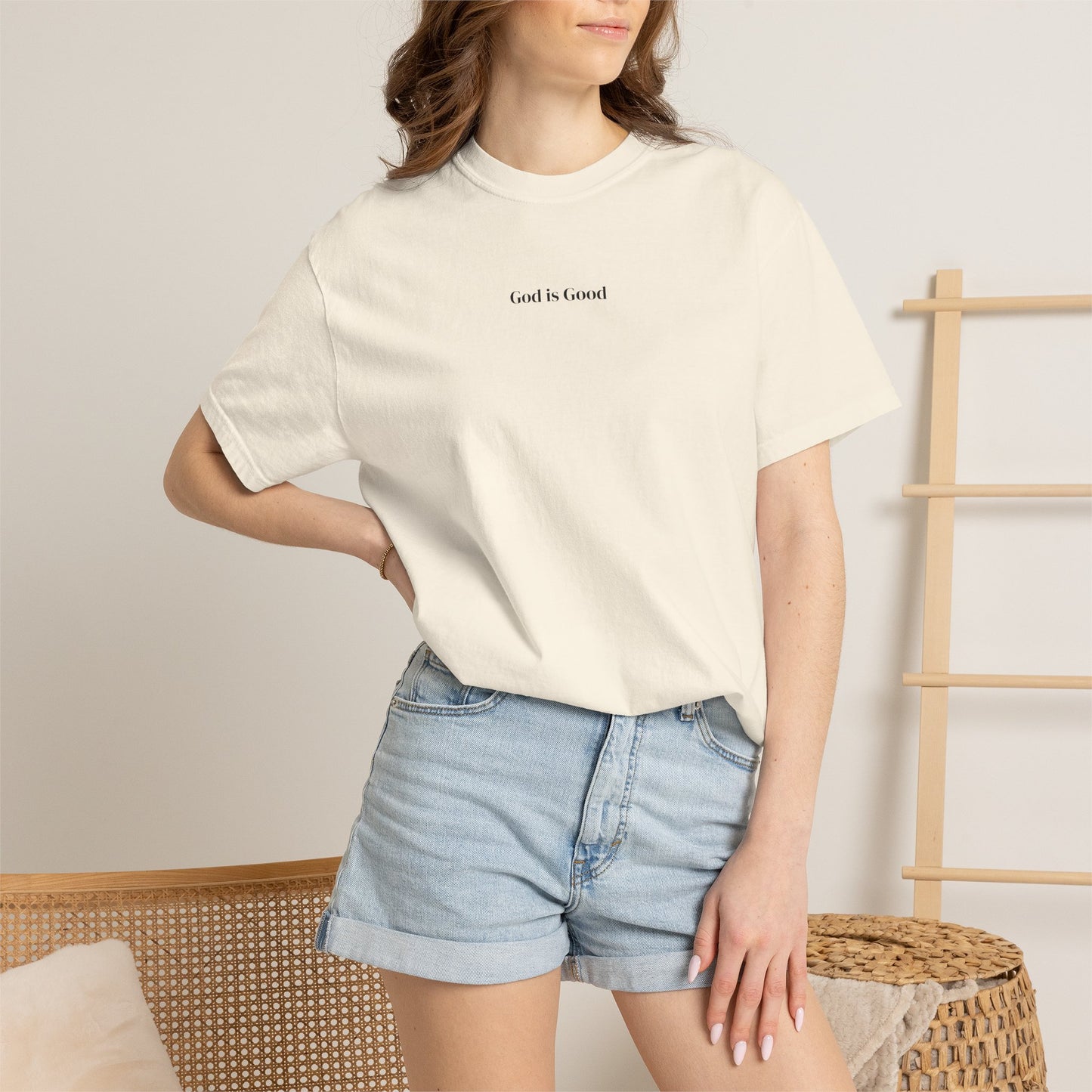 T-Shirt — Minimal "God Is Good" Script Tee