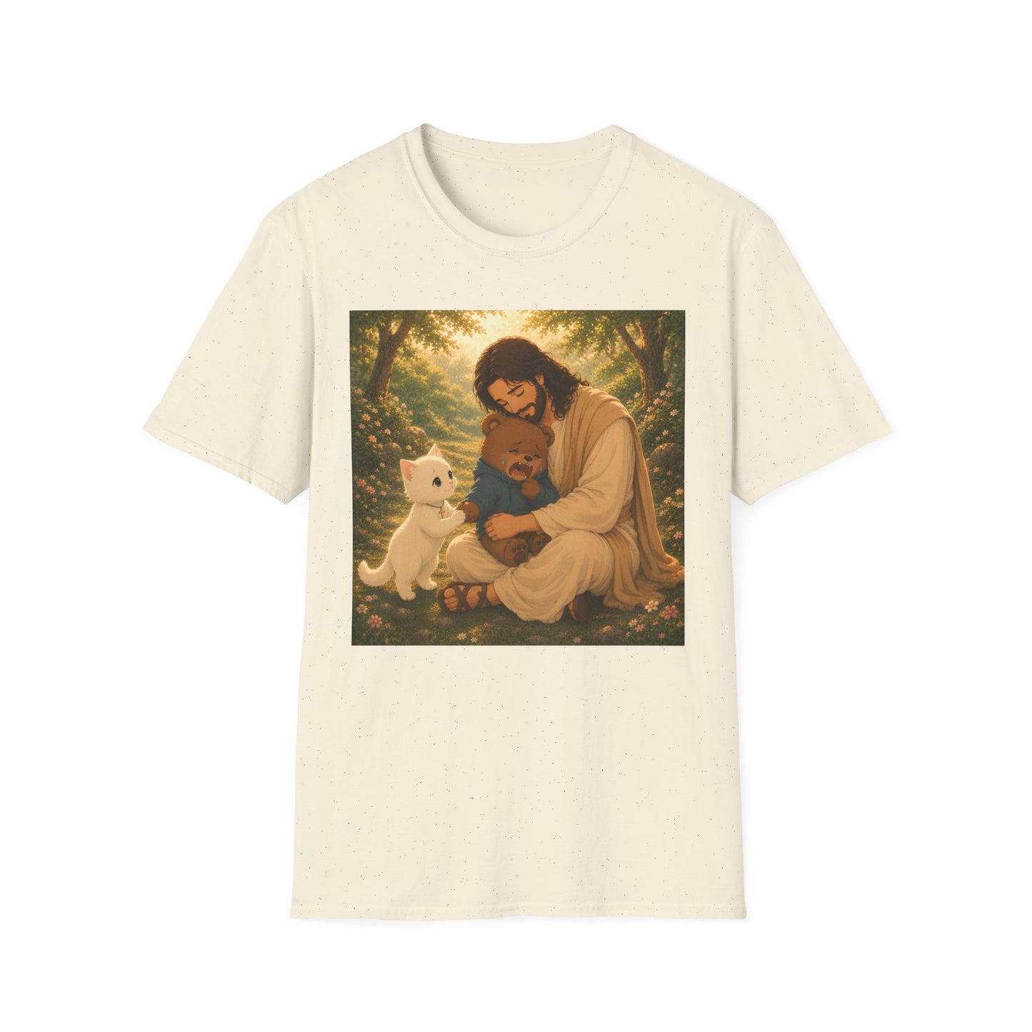 Jesus Embracing Animals T-Shirt — Heartwarming Christian Pet Lover Tee