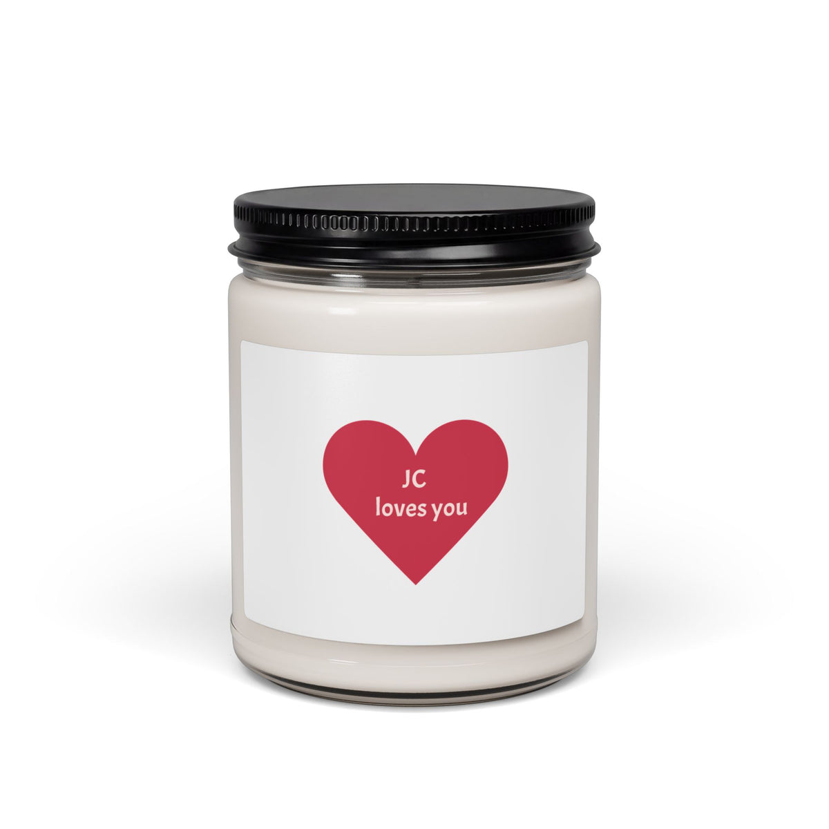 Personalized Love Heart Soy Candle — 9oz Scented Candle ("JC loves you")