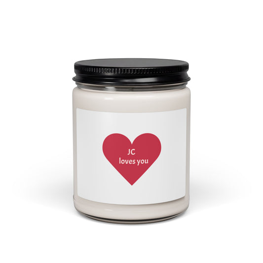 Personalized Love Heart Soy Candle — 9oz Scented Candle ("JC loves you")