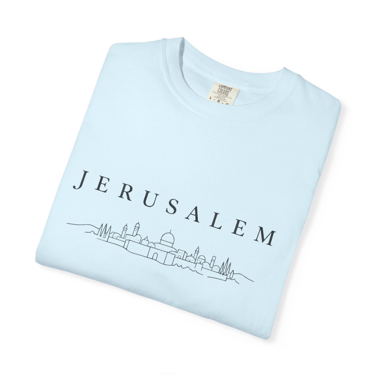 Jerusalem Minimal Skyline T-Shirt — Jerusalem Script Cityscape Tee