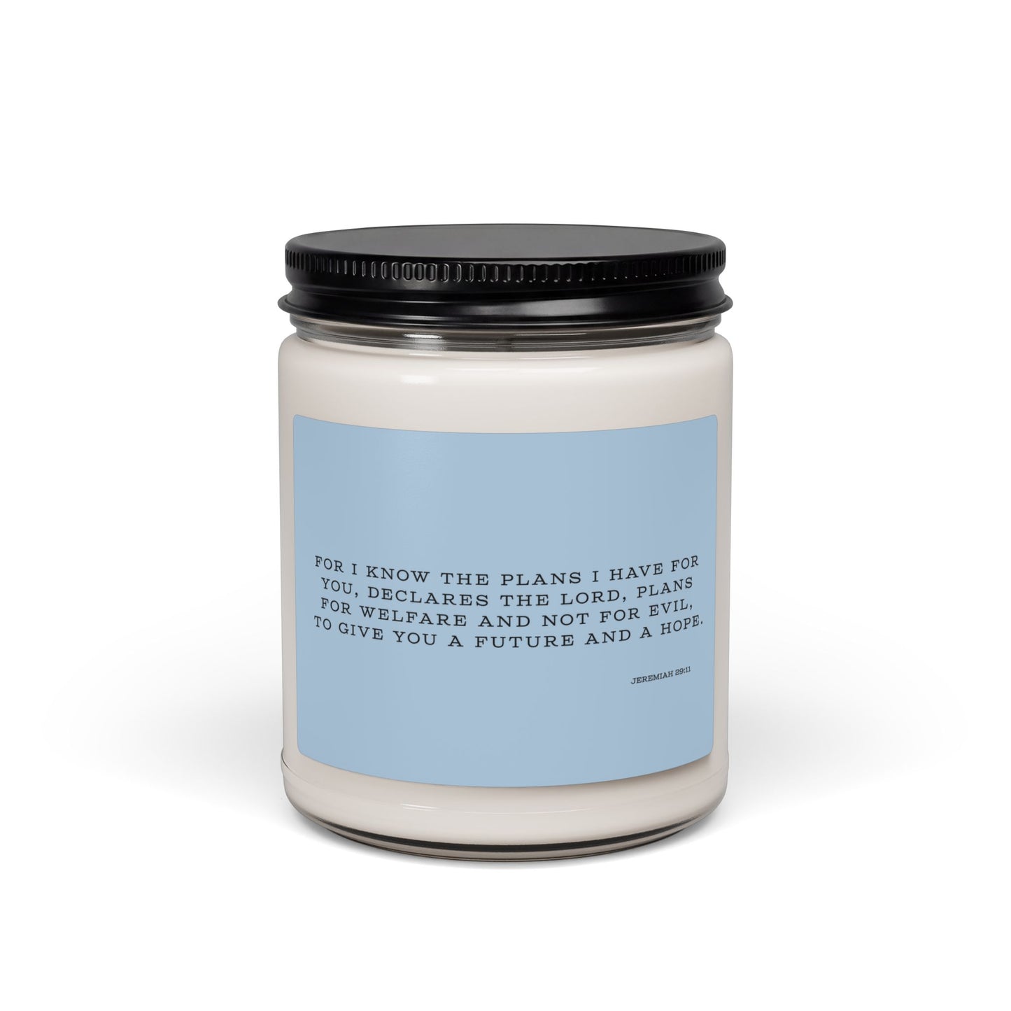 Jeremiah 29:11 Hope Scripture Candle Blue