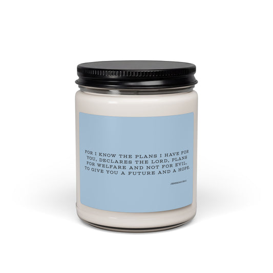 Jeremiah 29:11 Hope Scripture Candle Blue