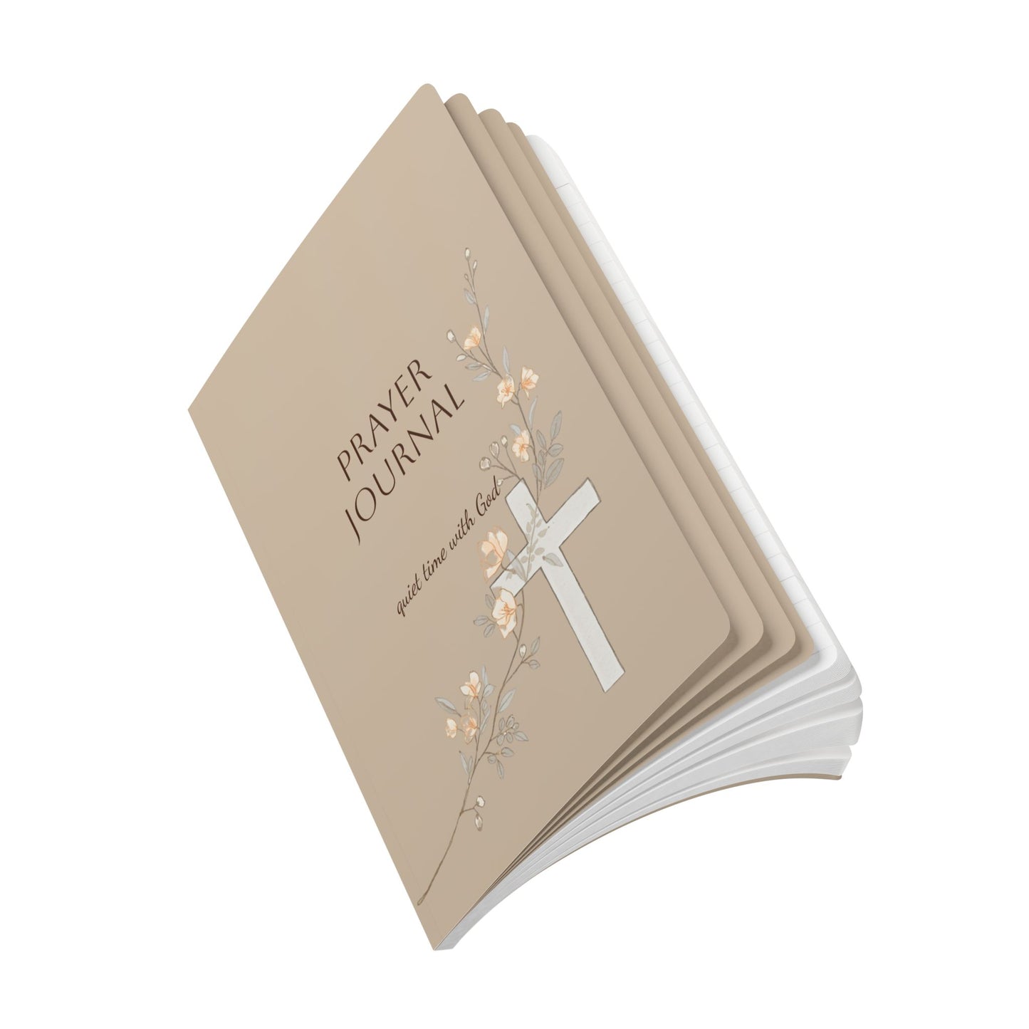 Prayer Journal Softcover — Quiet Time with God, Floral Cross Devotional Notebook