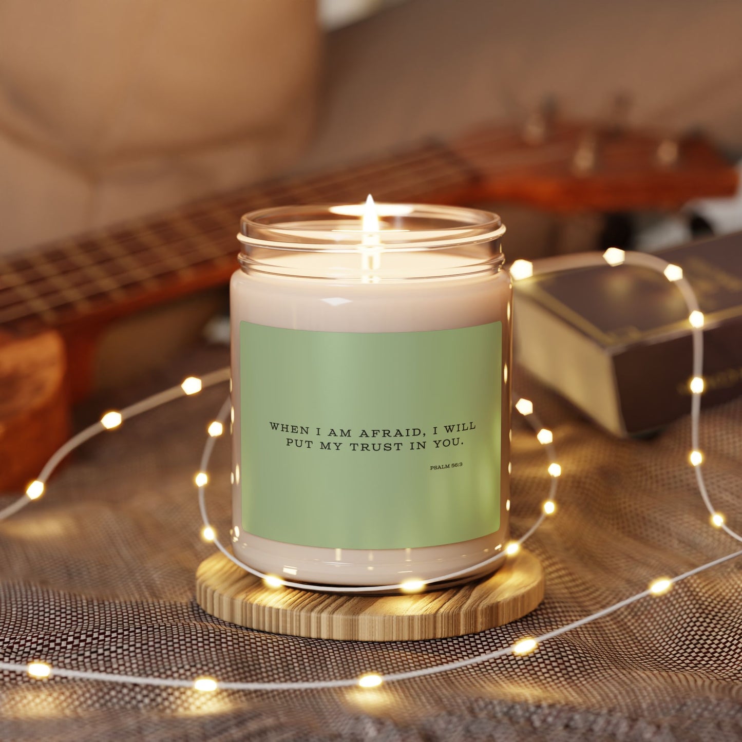 Psalm 56:3 Trust Scripture Candle Green