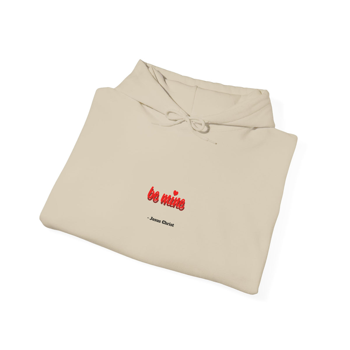 Minimalist 'be mine' White Hoodie – Small Red Script Valentine's Pullover