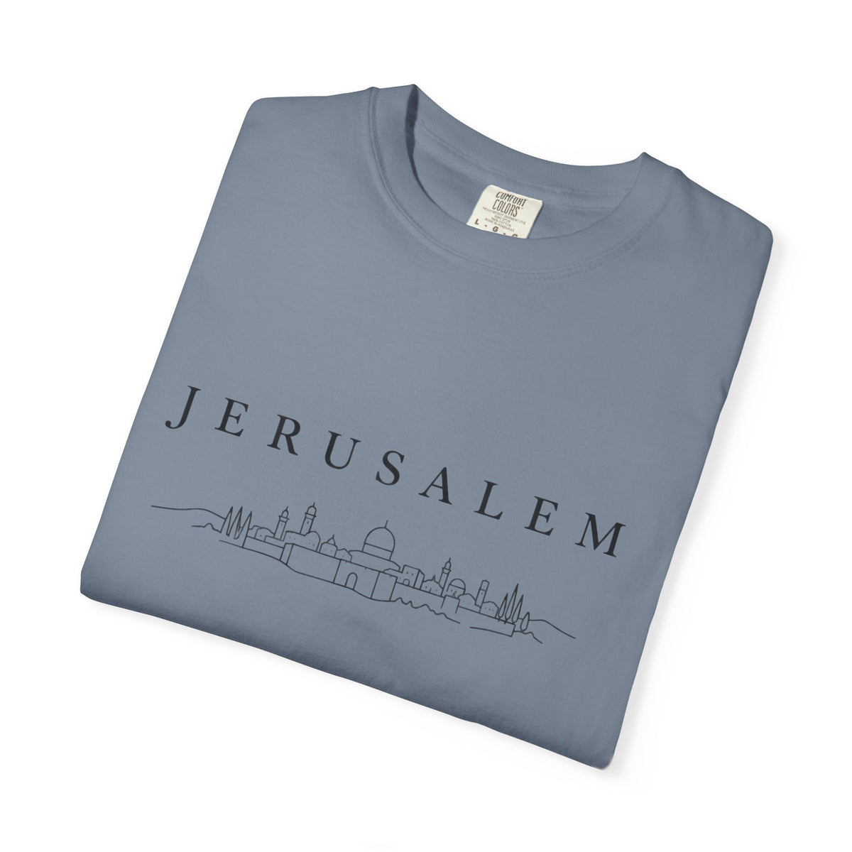 Jerusalem Minimal Skyline T-Shirt — Jerusalem Script Cityscape Tee