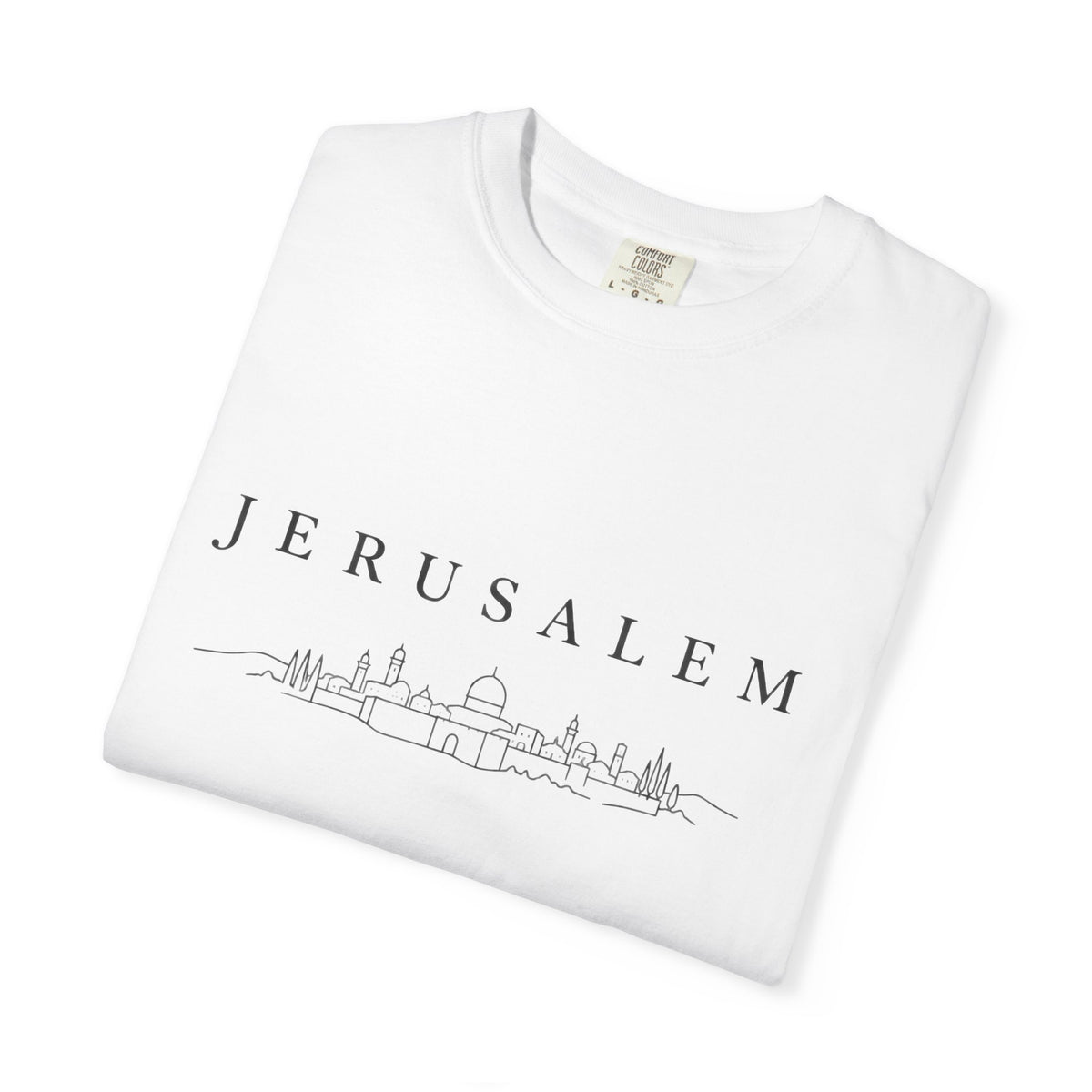 Jerusalem Minimal Skyline T-Shirt — Jerusalem Script Cityscape Tee