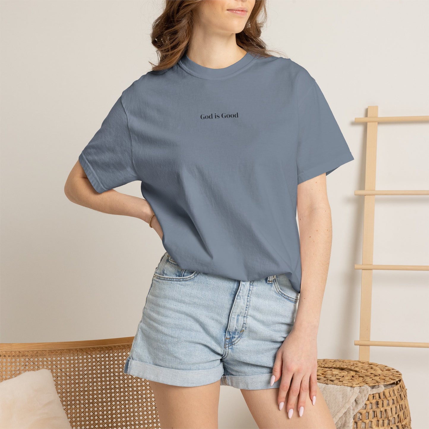 T-Shirt — Minimal "God Is Good" Script Tee