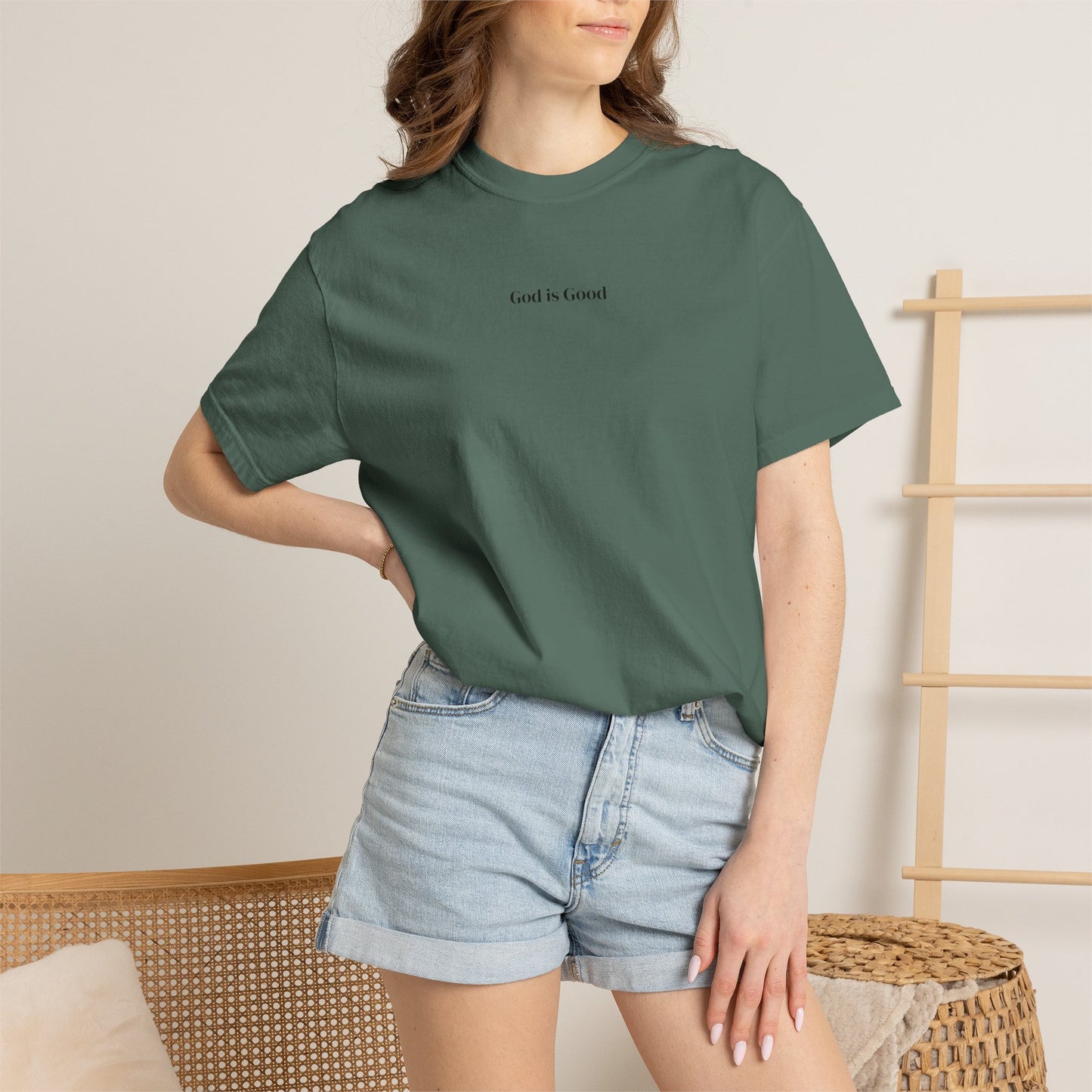 T-Shirt — Minimal "God Is Good" Script Tee