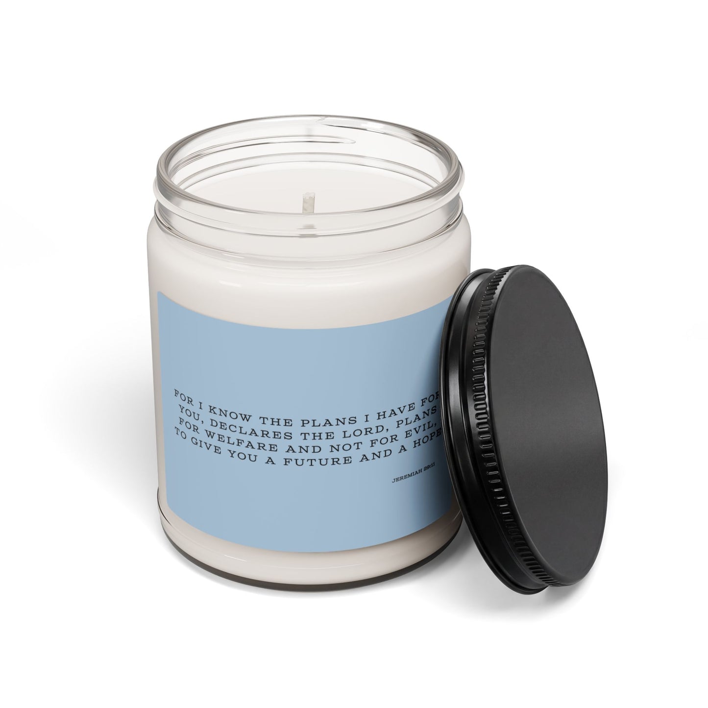 Jeremiah 29:11 Hope Scripture Candle Blue