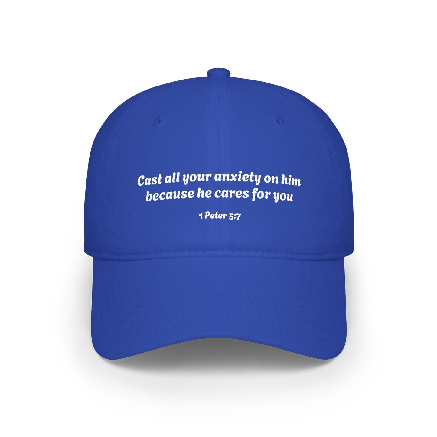 1 Peter 5:7 Scripture Quote Cast Your Anxiety On Him Baseball Cap | Faith Christian Hat