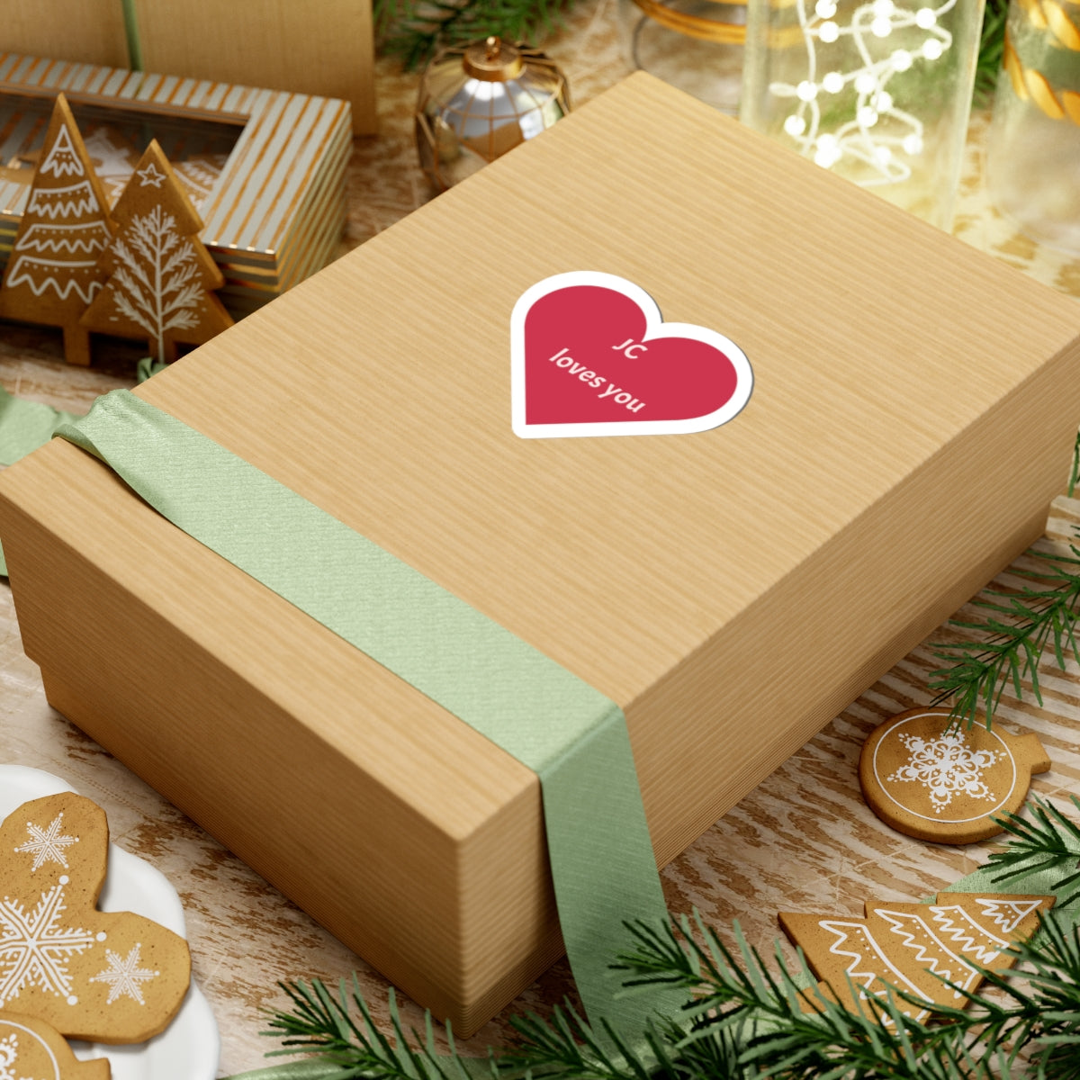 Heart Sticker - "JC loves you" Cute Valentine Laptop Decal