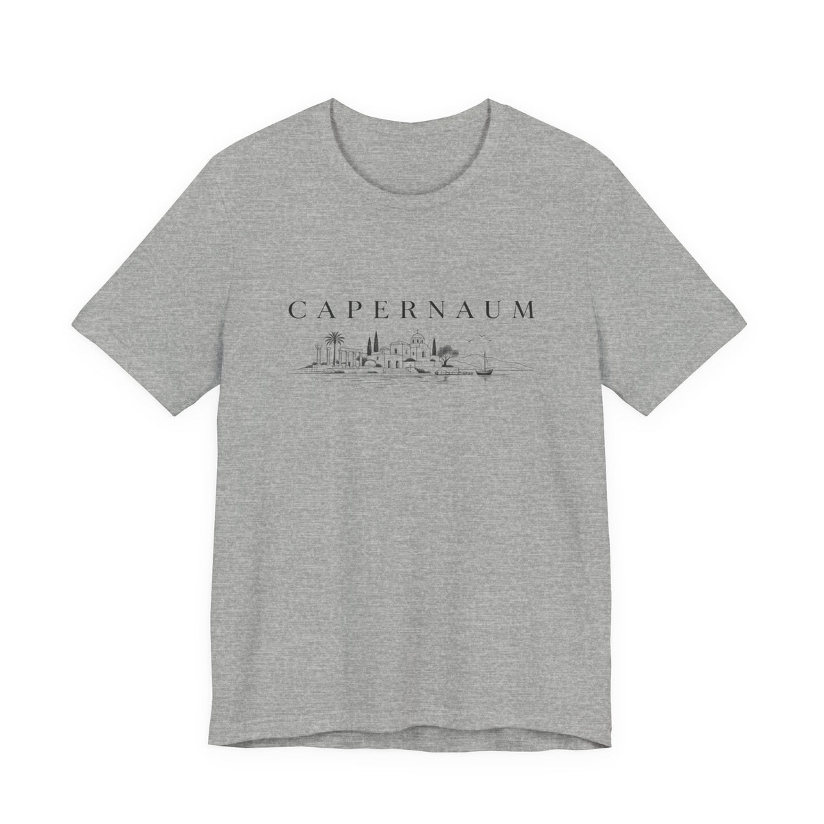 Capernaum Scenic Tee — Minimal Israel Skyline T-Shirt