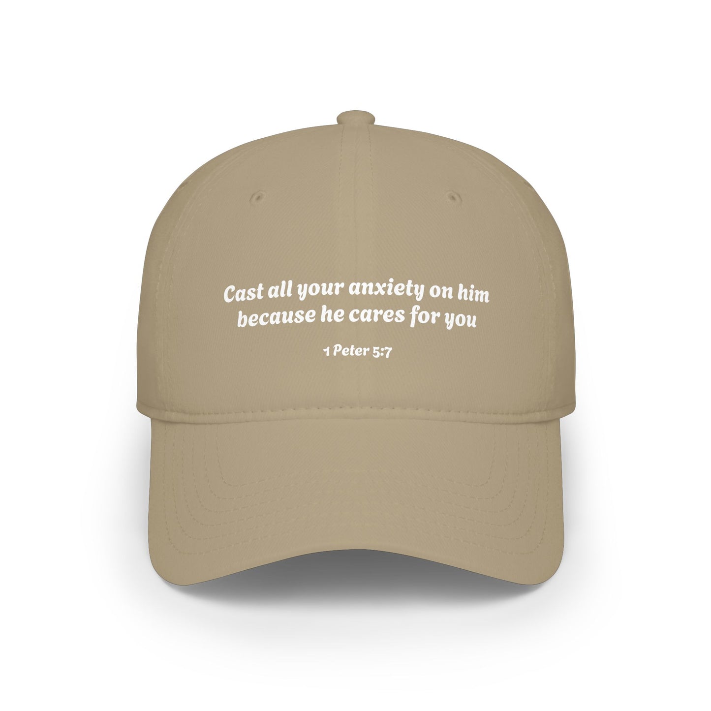 1 Peter 5:7 Scripture Quote Cast Your Anxiety On Him Baseball Cap | Faith Christian Hat