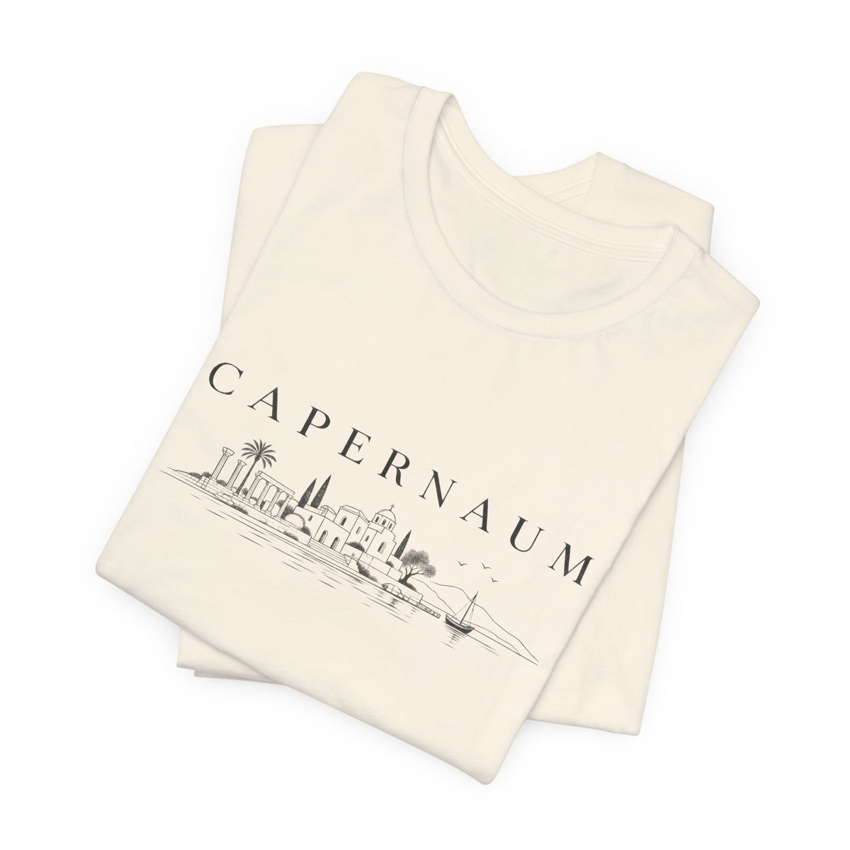 Capernaum Scenic Tee — Minimal Israel Skyline T-Shirt